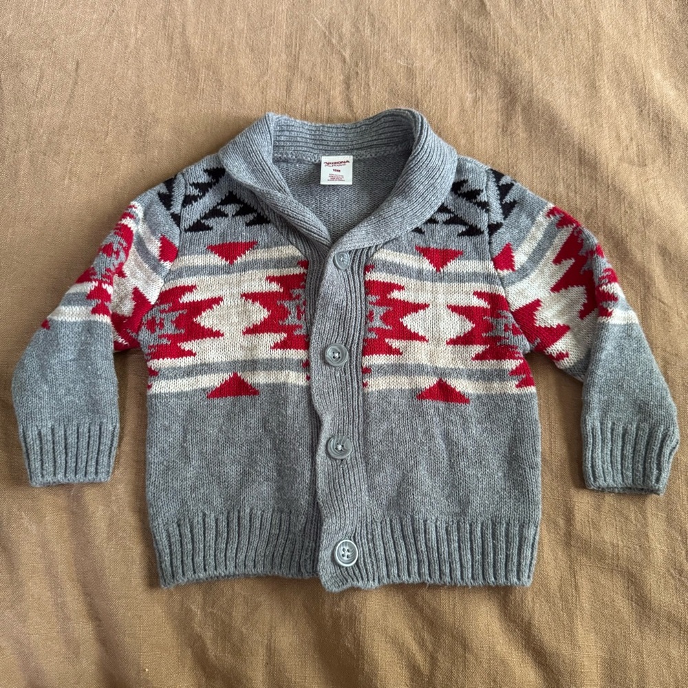 Arizona Jean Company Gray and Red Kids Cardigan